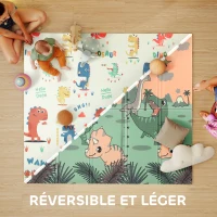 AIYAPLAY Tapis de jeu pour enfant bebe, tapis d'éveil bébé pliable épais réversible en mousse, 196 x 176 x 1,5 cm, multicolore(m-4)
