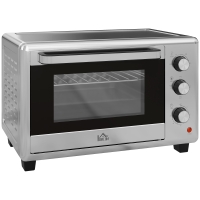 HOMCOM Fornetto Elettrico da 30L con 3 Funzioni di Cottura, Temperatura Regolabile e Timer, 1600W, Argento