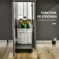 HOMCOM Table de salle à manger pliante sur roulettes avec rangement 2 tiroirs et 1 placard 76 x 140 x 74 cm(m-6)