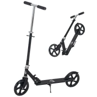 HOMCOM Patinete Plegable para Niños de 7-14 Años Scooter Infantil Manillar Ajustable en Altura de 4 Niveles con Freno 88x37x75-100 cm Negro(m-1)