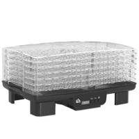 HOMCOM Dörrautomat, 6 Ebenen, Heißluftzirkulation, 40-70℃, 43 x 29,5 x 28 cm, Schwarz(m-1)