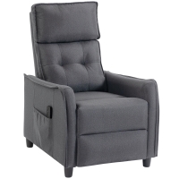 HOMCOM Sillón de Masaje Reclinable con Reposapiés 2 Zonas de Masaje Asiento de Muelles Bolsillos Tapizado en Lino Gris