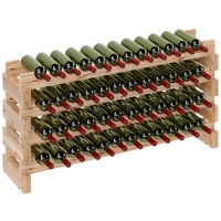 HOMCOM Casier à bouteilles pour 48 bouteilles, étagère à vin avec 4 niveaux modulable, 114×28×56,5cm, bois naturel(m-12)