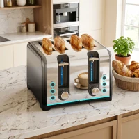 HOMCOM 4 Slice Toaster with 7 Browning Levels, Reheat, Defrost and Cancel Functions(m-14)