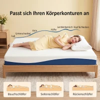 HOMCOM Matelas 140x190cm, matelas 2 personnes, mousse à mémoire de forme au thé vert, housse amovible lavable, fermeté moyenne(m-5)