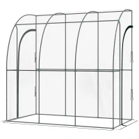 Outsunny Serre de jardin adossée, serre de balcon, bâche renforcée PVC, 2 portes enroulables, 214 x 118 x 212 cm, transparent(m-12)
