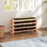 HOMCOM Casier à bouteilles pour 48 bouteilles, étagère à vin avec 4 niveaux modulable, 114×28×56,5cm, bois naturel(m-10)