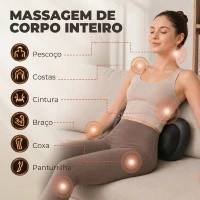 HOMCOM Almofada de Massagem Shiatsu com Calor e 4 Nós Rotativos 3D Alívio da Fadiga Muscular para Mulheres e Homens(m-6)
