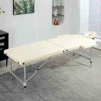 HOMCOM Table de massage pliable portable + housse de transport charge max. 225 Kg hauteur réglable 210 x 90 cm crème(m-2)