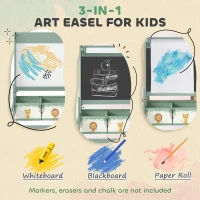 AIYAPLAY Art Easel for Kids, Double-Sided Whiteboard/Blackboard with Paper Roll, Two Storage Boxes, for Ages 3-8 Years, Green(m-4)