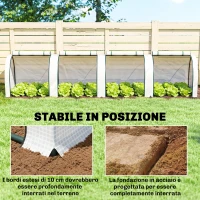 Outsunny Serra a Tunnel in Acciaio e Plastica Impermeabile Anti UV con 4 Porte, 395x100x80 cm, Bianco(m-5)