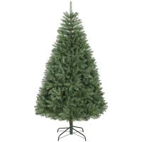 HOMCOM Brad Artificial de Crăciun de 180 cm cu Ramuri pe Balama și Bază Metalică Pliabilă, Verde(m-11)