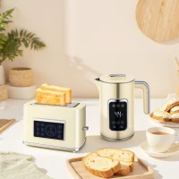 HOMCOM Touch Screen Kettle and Toaster Set - Cream(m-10)