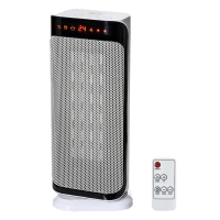 HOMCOM Chauffage d'appoint 1000W/2000W PTC chauffage électrique 3 modes 8H minuterie 45° oscillation télécommande blanc(m-12)