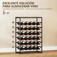 HOMCOM Botellero para 30 Botellas de 6 Niveles con Encimera de Efecto Madera Estilo Industrial 59x30x88,5 cm Marrón Rústico(m-4)