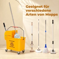HOMCOM Chariot de nettoyage lavage seau de ménage 20 L avec essoreur et séparateur eau sale propre jaune 60L x 27l x 70,5H cm(m-5)