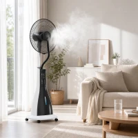 HOMCOM Ventilator mit Sprühnebel-Funktion, 75 Grad drehbar, 3 Geschwindigkeiten, 3 Modi, 3-Liter-Wassertank, Schwarz+Weiß(m-9)