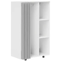 HOMCOM Stand Appendiabiti con 4 Ruote, Ripiani Aperti, Asta per Vestiti, Tende per Guardaroba, per Camera da Letto Soggiorno Corridoio, Bianco(m-1)