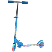 HOMCOM Patinete Infantil Plegable con Luces Música Altura Ajustable Ruedas Brillantes Pedal LED Carga 50kg 67x32x65-78 cm Azul(m-11)
