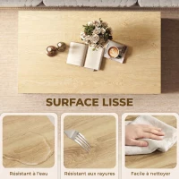 HOMCOM Table Basse Moderne Bicolore à Niveaux Décalés avec Étagère de Rangement, 95 x 55 x 50 cm, Bois Naturel et Noir(m-6)