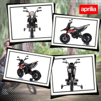 AIYAPLAY Moto Eléctrica para Niños 12V con Licencia Aprilia con Ruedas Auxiliares Desmontables 6 km/h Suspensión Trasera Rojo(m-8)