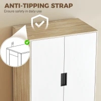 HOMCOM Modern Clothes Storage Cupboard Unit, 3 Drawer 2 Door Wardrobe with Hanging Rod, Oak(m-6)