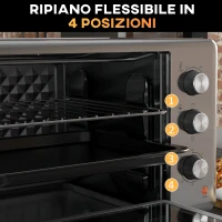 HOMCOM Fornetto Elettrico da 30L con 3 Funzioni di Cottura, Temperatura Regolabile e Timer, 1600W, Argento(m-5)