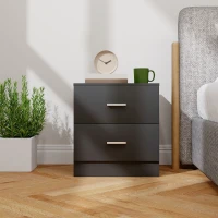 HOMCOM Modern Bedside Table, Beside Cabinet with 2 Drawers, for Bedroom, Living Room, Black(m-8)