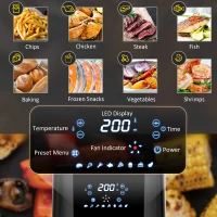 HOMCOM 4.5L Air Fryer, 8-in-1 Digital Air Fryer Oven with Rapid Air Circulation, Temp Control & Timer, Non-stick Basket, Oil-Free Cook, 1500W, Black(m-4)