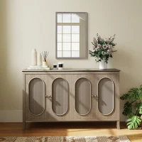 HOMCOM Wall Bathroom Mirror, 40 x 60 cm Wall-Mounted Mirror for Living Room, Bedroom, Hallway, Grey(m-9)