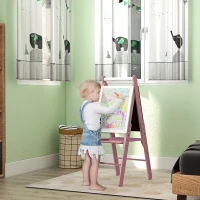 AIYAPLAY Three-In-One Easel for Kids, with Paper Roll, Adjustable Height - Pink(m-2)