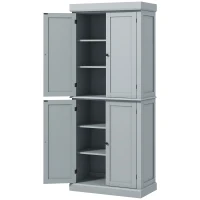 HOMCOM Armoire de cuisine buffet cuisine style moderne avec placards, étagères réglables, 76 x 40,5 x 184 cm, gris(m-12)