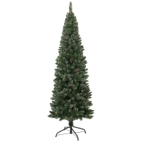 HOMCOM Albero di Natale Innevato Alto 180 cm con 618 Rami, Pigne e Base in Acciaio(m-1)