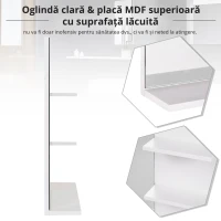 kleankin Mobilier Dulap Baie cu Oglinda si 3 Rafturi in MDF Alb 60 x 10 x 48cm(m-5)