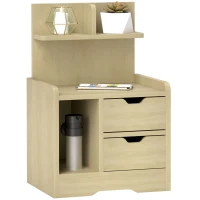 HOMCOM Nachttisch mit 2 Schubladen, offener Ablage, 40x30x60 cm, Holzdekor(m-12)