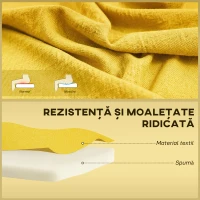 HOMCOM, Canapea cu 2 locuri, Cu picioare, din Textil cu aspect de in, 117x56.5x77 cm, galben(m-5)