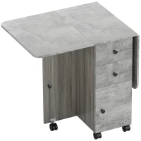 HOMCOM Table de cuisine pliable table à manger pliante 2 plateaux rabattables avec 2 tiroirs 1 placard et 1 étagère de rangement 120 x 60 x 76,5 cm - gris(m-12)