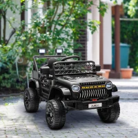 AIYAPLAY Coche Eléctrico para Niños con Batería 12V Mando a Distancia Velocidad Ajustable USB Faros Bocina Negro(m-10)