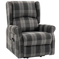 HOMCOM Power Lift Recliner Chair with Vibration Massage, Heat, Checked Lift Chair with Remote, Side Pockets, Grey(m-15)