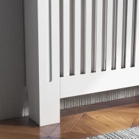 HOMCOM Slatted Radiator Cover Painted Cabinet MDF Lined Grill in White (112L x 19W x 81H cm)(m-9)