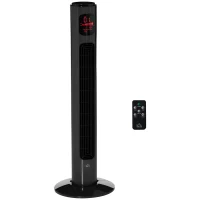 HOMCOM 38'' Freestanding Tower Fan, 3 Speed 3 Mode, 12h Timer, 70 Degree Oscillation, LED Panel, 5M Remote Controller, Dark Grey(m-1)