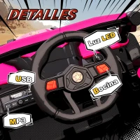 AIYAPLAY Coche Eléctrico para Niños UTV 12V con 2 Motores Control Remoto 2,4G Velocidad hasta 7 km/h Sistema de Suspensión Rosa(m-7)