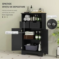 kleankin Mobilier Baie Multi-rangamente Mare Niche 2 sertare Dulap Ușă Dublă cu raft Negru(m-5)