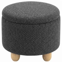 HOMCOM Storage Sitting Bench with Lid, Round Storage Ottoman with Rubberwood Legs, Dark Grey(m-1)