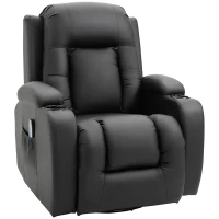 HOMCOM Sillón de Masaje Reclinable con 8 Puntos de Masaje Función de Calefacción Giratorio Mando a Distancia 85x94x104 cm Negro(m-1)