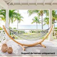 Outsunny Support pied de hamac structure robuste en bois de pin charge max. 120 Kg dim. 325L x 120l x 118H cm bois naturel(m-10)