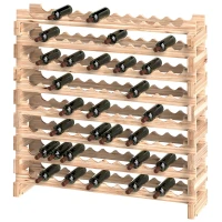 HOMCOM Botellero de Madera de 8 Niveles 96 Botellas Carga 100 kg para Cocina Bar 114x28x113,5 cm Madera Natural(m-11)