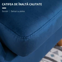 HOMCOM Fotoliu Living Tapițat cu Velur și Perna Groasă, Picioare din Lemn de Cauciuc și Brațe, Albastru(m-4)