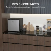 HOMCOM Congelador Vertical 35 L com Temperatura Ajustável de -24 °C a -14 °C, Porta Reversível e Prateleira Amovível, Preto e prateado(m-5)