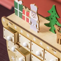 HOMCOM Calendario de Adviento de Madera con 24 Cajones Calendario de Navidad Reutilizable para Rellenar 22,5x8x36 cm Natural(m-9)